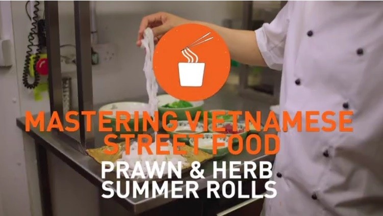 Mastering Vietnamese street food. Prawn and herb summer rolls